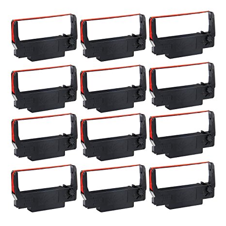 myCartridge ERC-30 Compatible Ink Ribbon Replacement for Epson ERC 30/34/38 ( Black/Red, 12 Pack )