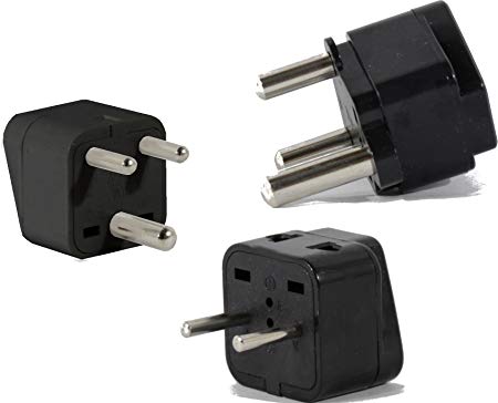 US to INDIA Travel Adapter Plug for USA/Universal to ASIA Type E (C/F), M & D AC Power Plugs Pack of 3
