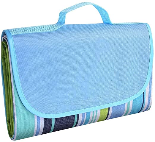 VASLON Picnic Blanket，Plus Thick Dual Layers Waterproof Portable Beach Mat for Camping Hiking Festivals 79" x 58"