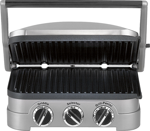 Cuisinart - Griddler Stainless Steel 4-in-1 Grill/Griddle and Panini Press - Brushed Stainless-Steel/Black