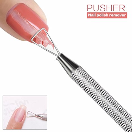 PrettyDiva Cuticle Pusher Stainless Steel Triangle Cuticle Peeler Scraper Remove Gel Nail Polish Nail Art Remover Tool