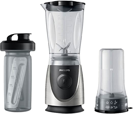 Philips HR2876/01 Daily Collection Mini Blender with Mini Chopper, 0.6 Litre, 350 W, Oyster Metallic