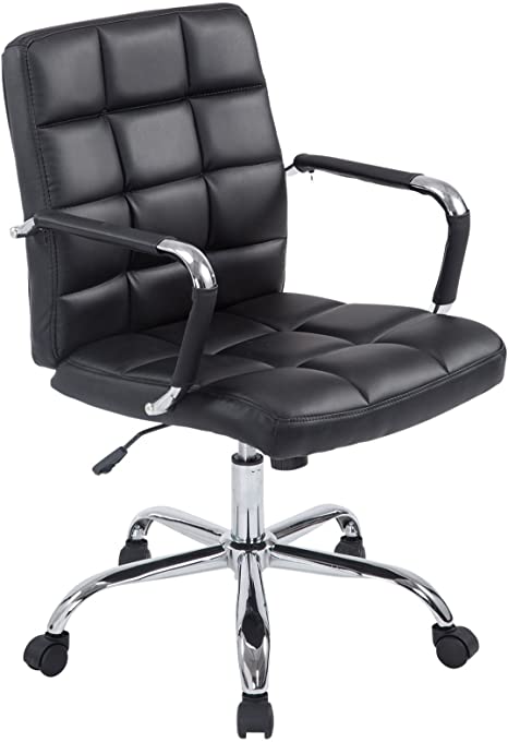 Poly and Bark Manchester Office Chair in Vegan Leather, Black