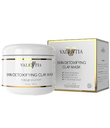 Valentia Skin Detoxifying Clay Mask - Natural and Organic Ingredients - With Kaolin Clay, Hisbiscus & Cranberry Fibers - 4 Oz