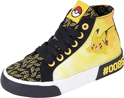 Pokemon Boys’ Pikachu Shoes – Canvas High Top Sneakers – Kids Youth Lightweight Running Shoes (11-3)