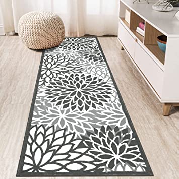 HEBE Medallion Floral Area Rug Runner 2'x6’ Non Slip Washable Rug Runners for Hallways Entryway Bathroom Laundry Room Accent Distressed Throw Rugs Kitchen Floor Carpet