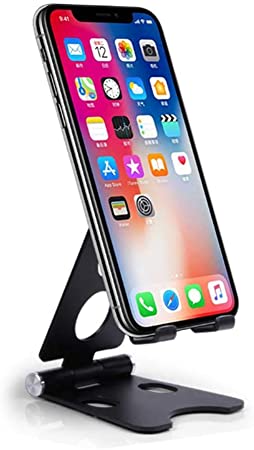 Portable Cell Phone Stand, Suta Phone Holder Adjustable Stand Compatible with iPhone 11 Pro Xs Xs Max Xr X 8 7 6, iPad Mini, All Android Smartphones, Nintendo Switch, Tablets 7~10" (Black)