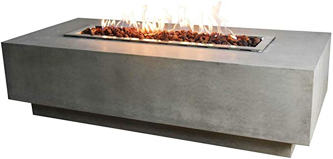 Elementi Granville Fire Table Cast Concrete Natural Gas Fire Table, Outdoor Fire Pit Fire Table/Patio Furniture, 45,000 BTU Auto-Ignition, Stainless Steel Burner, Lava Rock Included