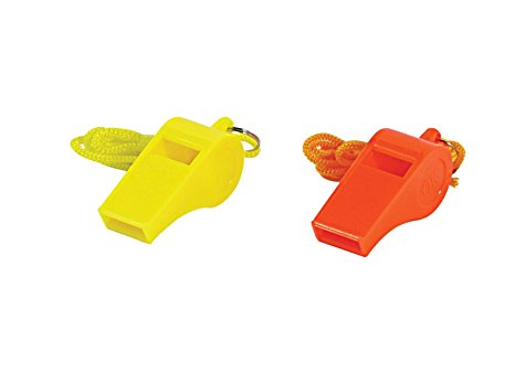 Bulk Lot of 100 NEW Safety Plastic Whistle with Lanyard Orange/Yellow