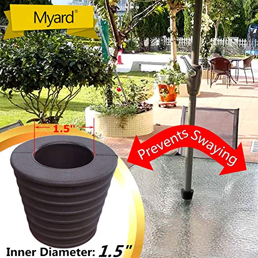 MYARD Windproof Umbrella Cone Wedge Spacer fits Patio Table Hole Opening or base 2 to 2.5 Inch, Pole Diameter 1 1/2" (38mm, Dark Brown)