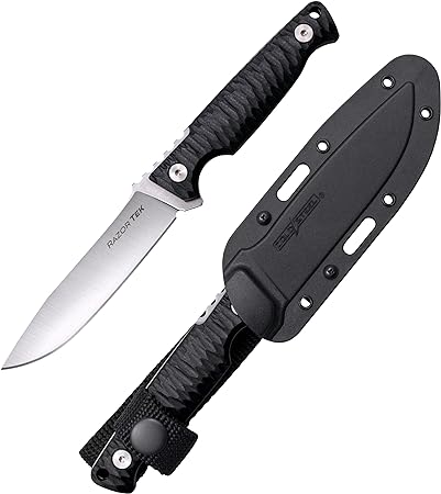 Cold Steel 4' RAZORTEK / 4' Blade / 3MM Thick / 4116SS Steel W/Satin Finish/Black GFN Handle/Secure-EX™ Sheath