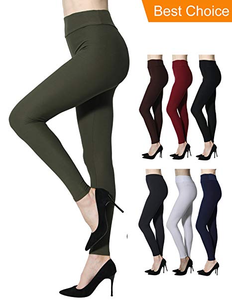 Diravo Leggings for Women High Waist Womens Leggings Yoga Pants Soft Basic Stretch Reg/Plus Full Length