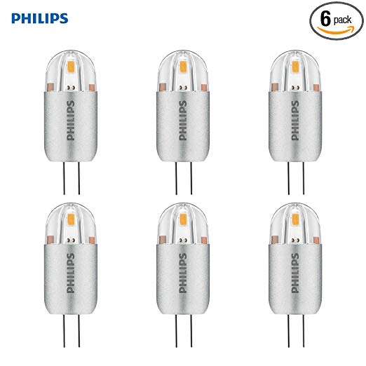 Philips LED T3 Capsule Non-Dimmable 12-Volt Accent Light Bulb: 105-Lumen, 3000-Kelvin, 1.2-Watt (10-Watt Equivalent), G4 Base, Bright White, 6-Pack