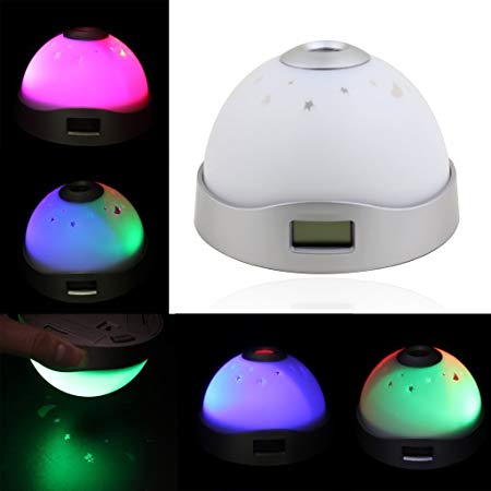 LED Color-change Dream Projection Clock / Magic Moon Star Projector / Nightlight Clock / Alarm Clock