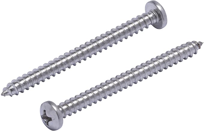 #8 X 2" Stainless Pan Head Phillips Wood Screw, (50pc), 18-8 (304) Stainless Steel Screws by Bolt Dropper