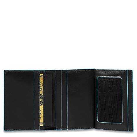 Piquadro Men's Wallet with Coin Pocket Credit Card Slots and Id Window, Black 3244, One Size