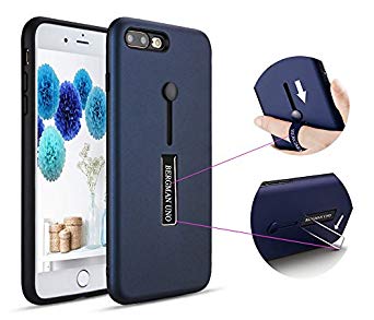 Bergman Uno Dual Pro Case suitable for PHONE 7 PLUS/IPHONE 8/Finger Strap Case/Finger Ring Band With Kickstand Case/Rugged Case/Dual Layer Finger Ring Loop Strap Case/Grip Case (Navy Blue)