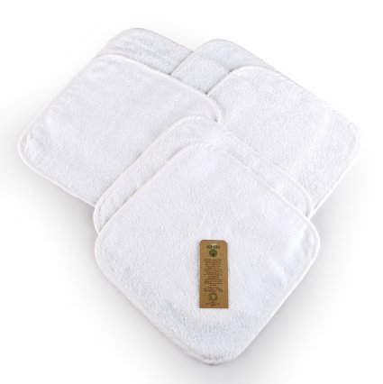 Arus Baby Organic Turkish Cotton Soft Sensitive Natural Washcloths, 6 Pack (6 White), 12"x12"