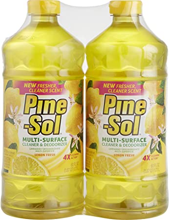 Pine-Sol Multi-Surface Cleaner, Lemon Fresh Scent, Two Count Bottle, 120 fl oz Total, (2x60), Basic Pack