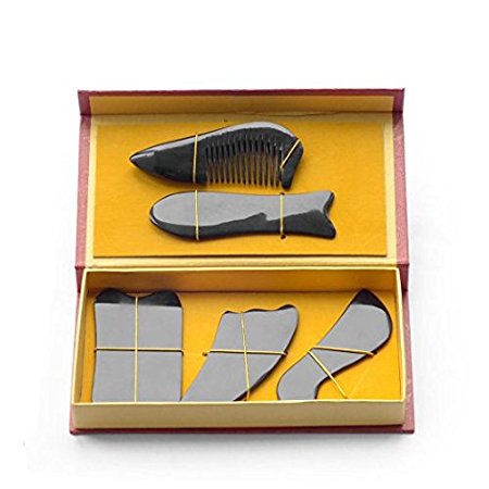 EQLEF® Buffalo Horn Gua Sha Guasha Massage Tool Board (five-piece set)