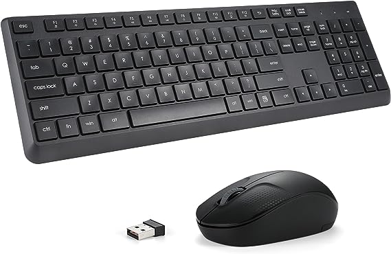 Wireless Keyboard and Mouse Combo for Windows, 2.4G Full-Sized External Cordless Computer Keyboard Mouse Combo for Laptop PC Desktop Chrome Mac, Number Pad 1600 DPI Silent Mouse USB Receiver (Black)