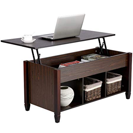 Yaheetech Lift Top Coffee Table with Hidden Storage Drawers for Home Living Room Furniture