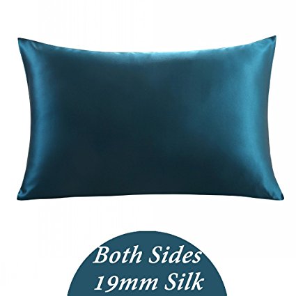 ZIMASILK 100% Mulberry Silk Pillowcase for Hair and Skin ,Both Side 19 Momme Silk, 1pc (King 20''x36'', Peacock Blue),Gift Box