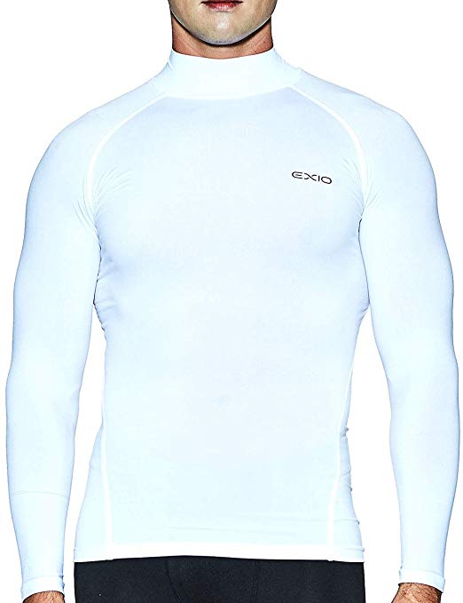 EXIO Mens Mock Compression Baselayer Top Cool Dry Long-Sleeve Shirts EX-T02