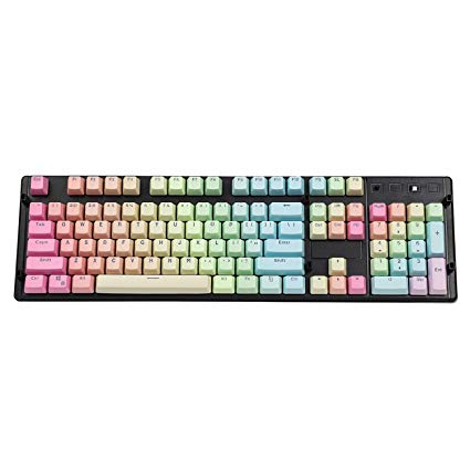 YMDK Double Shot 104 Dyed PBT Shine Through Keyset OEM Profile Keycap Set for Cherry MX Switches Mechanical Keyboard 104 87 61,Rainbow