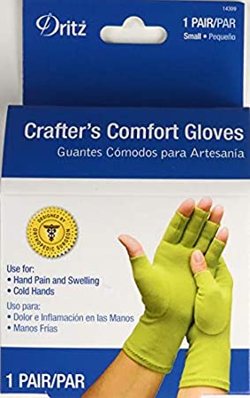 Dritz Supports During Crafting, Quilting, Sewing, Knitting, Household Duties Crafters Comfort Glove-Small, Kiwi Green