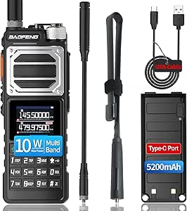 BAOFENG Ham Radio Long Range AR-25R 10W Handheld Two Way Radio (Upgraded Version of UV-5R) Long Range Walkie Talkies for Adults,Copy Frequency USB-C Charger AirBand UV-25 2 Way Radio Full Kit