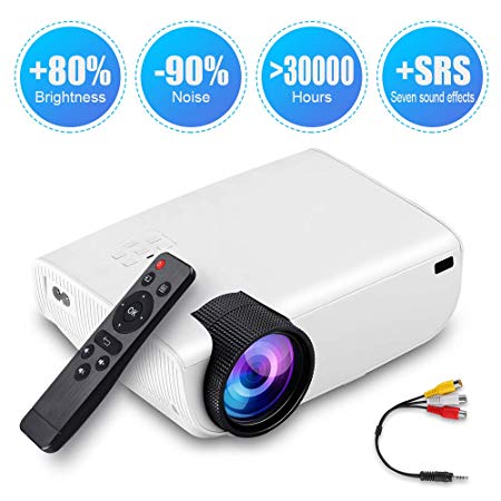 ImagePro Mini Portable LED Projector,High Brightness,HD 1080P 176 inch Large display,Ultra Thin,Indoor/Outdoor,for Home Theater,Video Games,HDMI,USB,SD Card,AV,XBOX,VGA