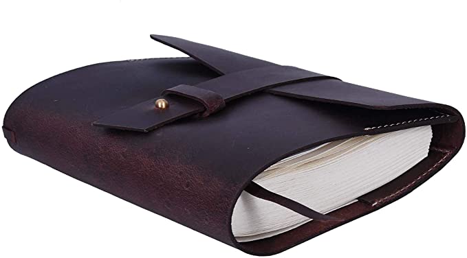 Aaron Leather Journal Refillable Writing Notebook-Traveler's Notebook 200 pages 7.5 X 5.5 By Aaron Leather Goods (Refill)