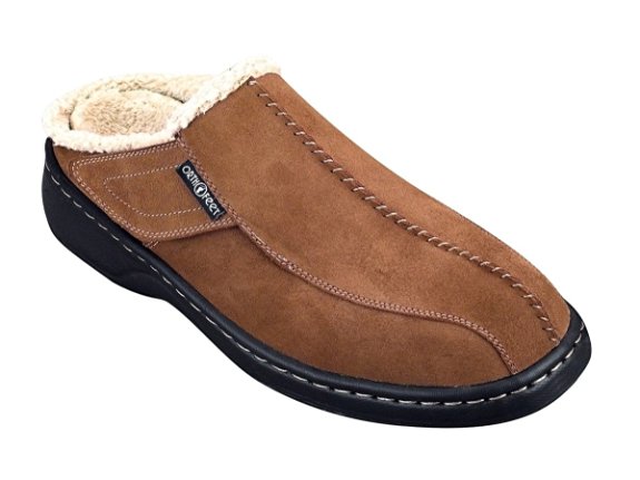 Orthofeet Asheville Mens Comfort Arthritis Diabetic Orthotic Brown Leather Slippers