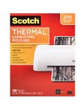 Scotch Thermal Laminating Pouches 89 x 114-Inches 3 mil thick 200-Pack TP3854-200