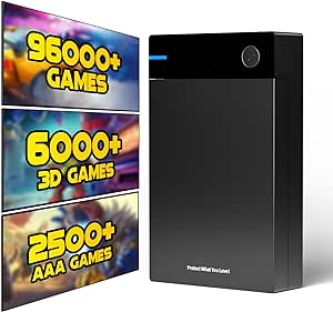 Kinhank 12T HDD Retro Gaming Hard Drive with 96000  Classic Games, Include 6000  3D Games, USB 3.0, 12tb External Portable Game Hard Drive Disk for Win 7/8/10/11