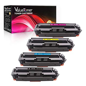 ValueToner Compatible Toner Cartridges for HP 410A CF410A CF411A CF412A CF413A for HP Color LaserJet Pro MFP M477fnw M477fdn,Pro M452dn M452nw M452dw Printers, 4 Pack (Black/Cyan/Magenta/Yellow)