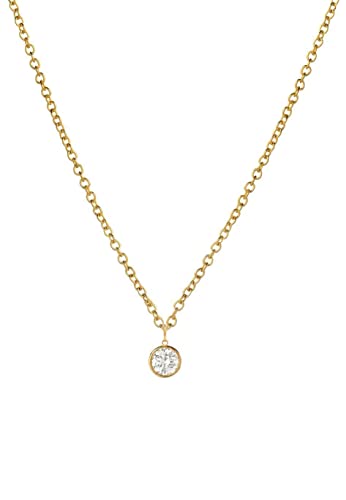 Bezel Diamond Pendant Necklace, 14k Solid Gold, Zoe Lev Jewelry