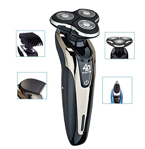BEMAGSA Men's Electric Razor Power Series Rotary Shaver,Wet and Dry ,Waterproof Electric Foil Shaver,4-in-1,B1350(Silver)