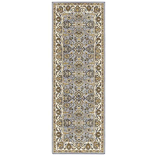 Superior Embellished Floral Lille Runner Rug, 2' 7" x 8', Grey