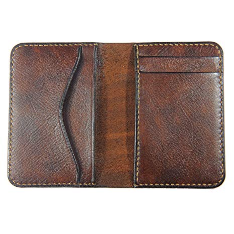 Marycrafts Handmade BiFold Slim Leather Thin Minimalist Front Pocket Wallets for Men