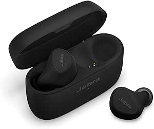 Jabra Elite 5 True Wireless - Écouteurs sans Fil Bluetooth Intra-Auriculaires pour iPhone - ANC Hybride, 6 micros intégrés, Haut-parleurs 6 mm, discrets et ergonomiques - Noir - Exclusivité Amazon