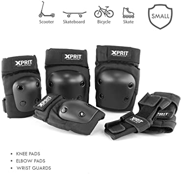 XPRIT Adult/Child Wrist Guards, Knee Elbow Pads 3 in 1 Protective Gear Set for Skateboard, Scooter, Bike
