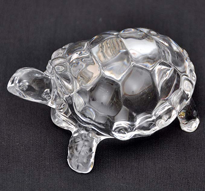 Petrichor Fengshui Vastu Original Clear Crystal Turtle for Peace & Prosperity ((Small))