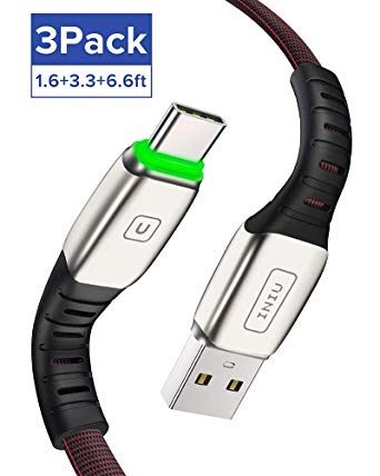 USB C Charge Cable Type C Charger, INIU【3-Pack, 6.6ft 3.3ft 1.6ft】3A Fast Charging Nylon Braided Type C Cable, Reinforced Necks Tangle-Free Phone Data USB C Charger Cord with Organizing Strap for Samsung Galaxy S10E S10 S9 S8 Plus Note 10 9 8 A10e,Huawei,LG,Google, HTC,Motorola etc.