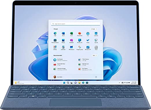Microsoft Surface Pro 9, 13" Touchscreen 2-in-1 Tablet, 12th Gen Intel Core i5-1235U, Intel Iris Xe Graphics, 8GB DDR5 RAM, 256GB SSD, Windows 11h, Sapphire, Device Only, with MTC Stylus Pen