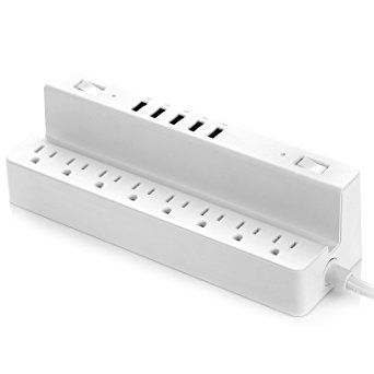 USB Power Strip BESTEK 8-Outlet Surge Protector 1700 Joules with 5-Port 40W Desktop USB Charging Station