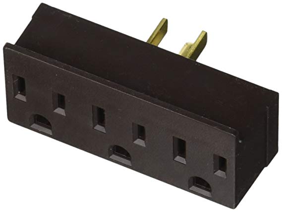 Leviton 005-00697-000 Grounding Outlet Adapter, 125 V, 15 A, 3 Outlet, Brown