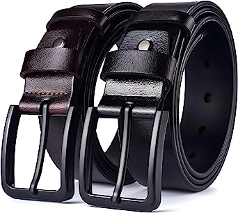 West Leathers [2 Pack] Men's Belt, Men's 38mm Classic Jean Belt