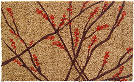 Entryways Winter Berries Hand Woven Coir Doormat, 18 by 30-Inch